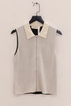 SWAYING 25 Early Autumn Zipper Lapel Cashmere Blend Vest SW-SW25PF1T15C1-BAI White